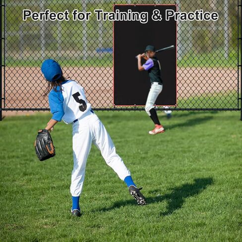 Baseball Batting Cage Backstop 4 x 6 ft with Strike Zone Target, Heavy Duty PVC Backstop for Baseball & Softball Pitching Practice, Net Protector for Backyard Batting Cages in Kuwait