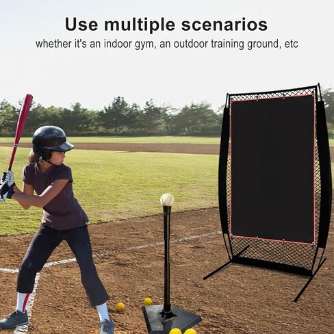 Baseball Batting Cage Backstop 4 x 6 ft with Strike Zone Target, Heavy Duty PVC Backstop for Baseball & Softball Pitching Practice, Net Protector for Backyard Batting Cages in Kuwait