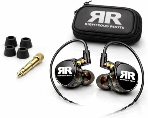 شاشات Righteous Roots RR-EV1 الاحترافية ذات المحرك المزدوج داخل الأذن (IEM) مع حقيبة حمل - سماعات أذن للموسيقيين وفرق العبادة ومهندسي الصوت - عزل صوت عالي الدقة (زوج واحد) in Saudi Arabia