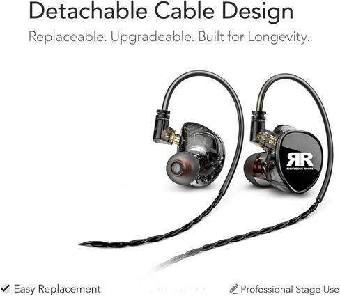 شاشات Righteous Roots RR-EV1 الاحترافية ذات المحرك المزدوج داخل الأذن (IEM) مع حقيبة حمل - سماعات أذن للموسيقيين وفرق العبادة ومهندسي الصوت - عزل صوت عالي الدقة (زوج واحد) in Saudi Arabia