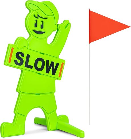 GoSports Kids at Play Safety Sign for Street- High Visibility Slow Down Sign for Neighborhoods with Flag in Saudi Arabia