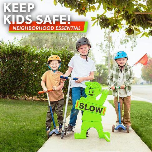 GoSports Kids at Play Safety Sign for Street- High Visibility Slow Down Sign for Neighborhoods with Flag in Saudi Arabia
