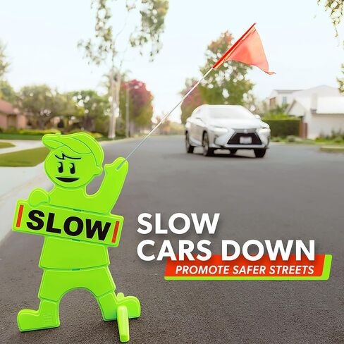 GoSports Kids at Play Safety Sign for Street- High Visibility Slow Down Sign for Neighborhoods with Flag in Saudi Arabia