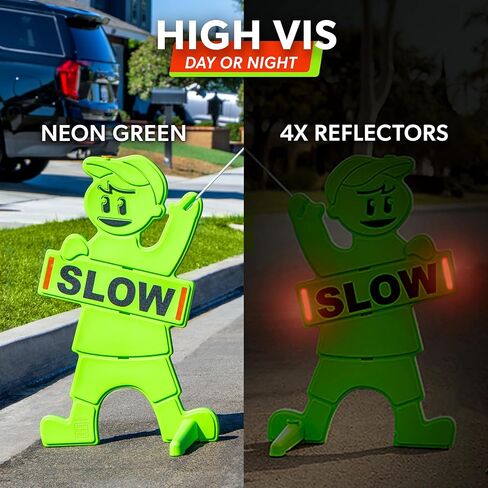 GoSports Kids at Play Safety Sign for Street- High Visibility Slow Down Sign for Neighborhoods with Flag in Saudi Arabia