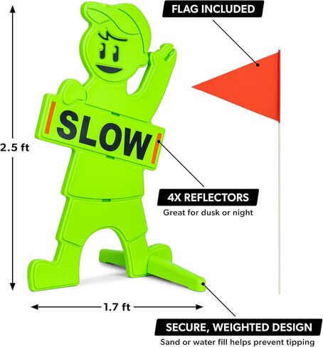GoSports Kids at Play Safety Sign for Street- High Visibility Slow Down Sign for Neighborhoods with Flag in Saudi Arabia