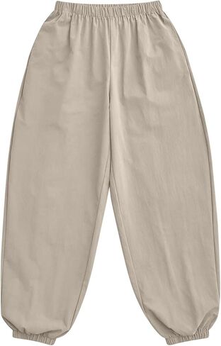 Womens Balloon Baggy Pants Summer Elastic Waist Wide Leg Harem Pants Loose Hiking Jogger Sweatpants with Pockets in Saudi Arabia