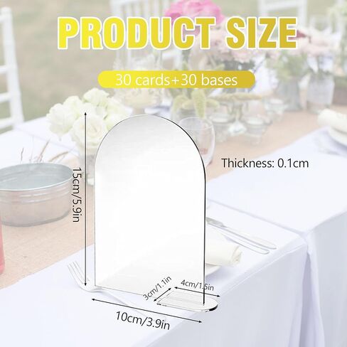30 Pcs Clear Arch Acrylic Sign With Stand, Blank Arched Round Top Sheet for DIY Table Numbers, Wedding Photo Stand Holder, Party, Events, Parties Centerpieces Decor (4 x 6 Inch) in Saudi Arabia