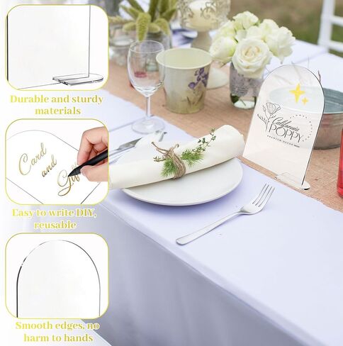 30 Pcs Clear Arch Acrylic Sign With Stand, Blank Arched Round Top Sheet for DIY Table Numbers, Wedding Photo Stand Holder, Party, Events, Parties Centerpieces Decor (4 x 6 Inch) in Saudi Arabia