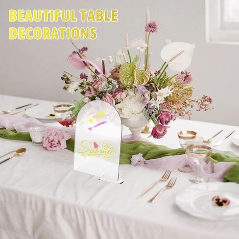 30 Pcs Clear Arch Acrylic Sign With Stand, Blank Arched Round Top Sheet for DIY Table Numbers, Wedding Photo Stand Holder, Party, Events, Parties Centerpieces Decor (4 x 6 Inch) in Saudi Arabia