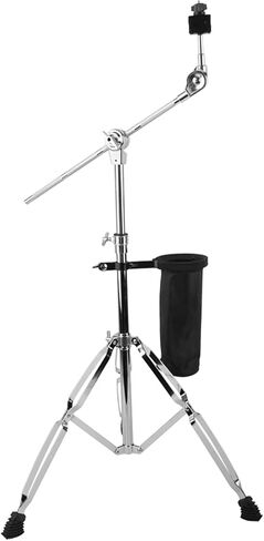 Cymbal stand with drumstick holder and drum wrench, adjustable cymbal set (including hi-hat and straight cymbal), double-layer reinforced legs with rubber anti-slip pads, suitable for hi-hat and crash cymbals. in Saudi Arabia