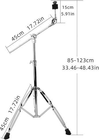 Cymbal stand with drumstick holder and drum wrench, adjustable cymbal set (including hi-hat and straight cymbal), double-layer reinforced legs with rubber anti-slip pads, suitable for hi-hat and crash cymbals. in Saudi Arabia