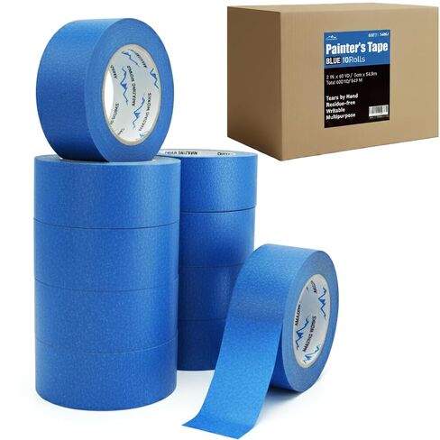 10 Rolls Painters tape 2 inch Wide, General Purpose Blue Painters Tape, 2 Inches X 60 Yards Blue Masking Tape for Indoor and Outdoor Use, Protects Surfaces and Removes Easily, 600 Yards in Total in Kuwait