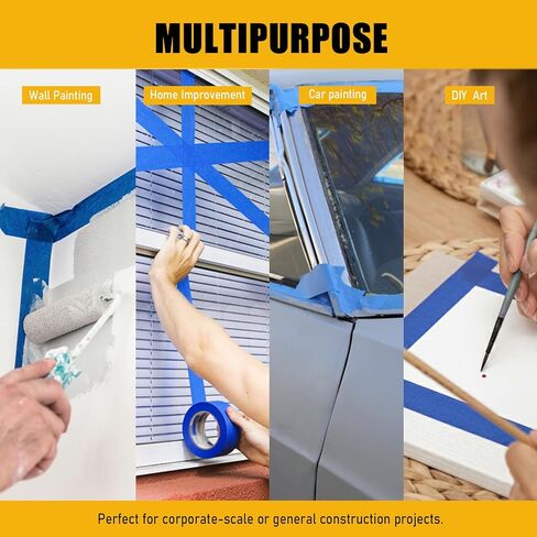 10 Rolls Painters tape 2 inch Wide, General Purpose Blue Painters Tape, 2 Inches X 60 Yards Blue Masking Tape for Indoor and Outdoor Use, Protects Surfaces and Removes Easily, 600 Yards in Total in Kuwait