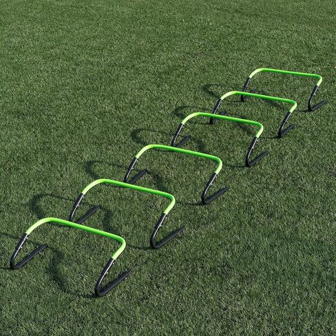 QUICKPLAY Adjustable Speed Hurdles Set of 6 - Soccer Training Hurdles for Agility Drills, 6in 9in 12in Height Settings, Portable Football Agility Hurdles with Carry Bag in Kuwait