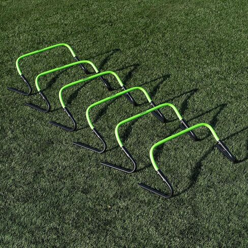QUICKPLAY Adjustable Speed Hurdles Set of 6 - Soccer Training Hurdles for Agility Drills, 6in 9in 12in Height Settings, Portable Football Agility Hurdles with Carry Bag in Kuwait