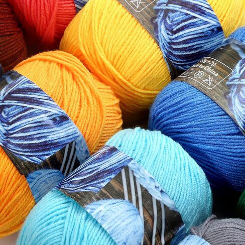 Lihao 15 Skeins خيوط أكريليك لصياغة الحياكة الكروشيه ، طقم الكروشيه للمبتدئين مع علامات غرزة Crochet Hook Row (175 ياردة لكل كرة) in Kuwait
