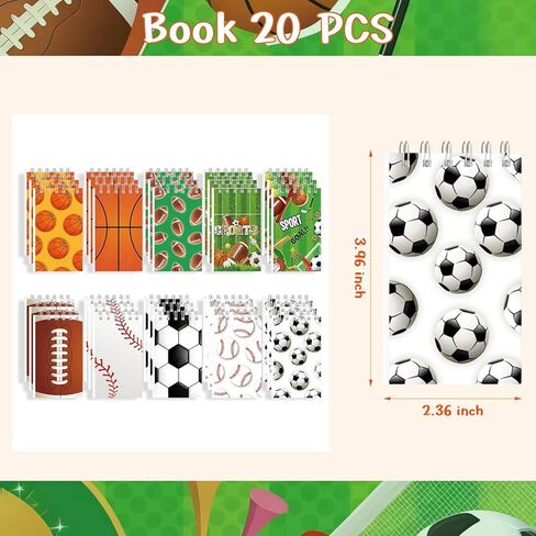 OU RUI 20 Pcs Sports Mini Notepads Football Soccer Baseball Basketball Spiral Mini Notebooks for Boys Girls Teacher Classroom Sports Meet Reward Favors in Saudi Arabia