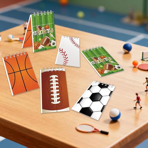 OU RUI 20 Pcs Sports Mini Notepads Football Soccer Baseball Basketball Spiral Mini Notebooks for Boys Girls Teacher Classroom Sports Meet Reward Favors in Saudi Arabia