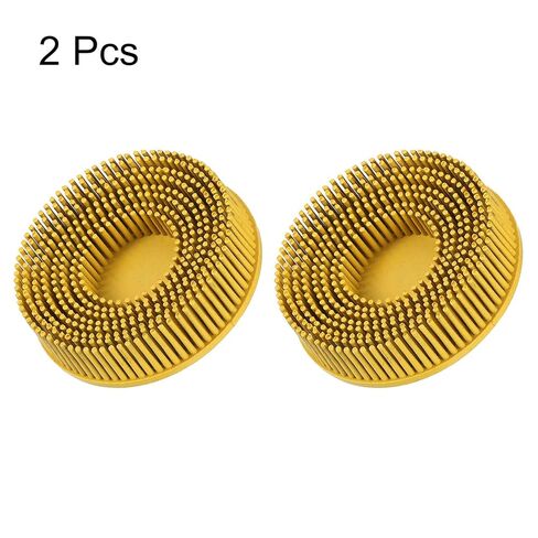 HARFINGTON 2pcs Bristle Disc 3" 80 Grit R-Type Abrasive Brush Coarse Bristle Disc Deburring Electric Disc Brush Attachment Abrasive Coating Removal Disc for Metal, Yellow in Saudi Arabia