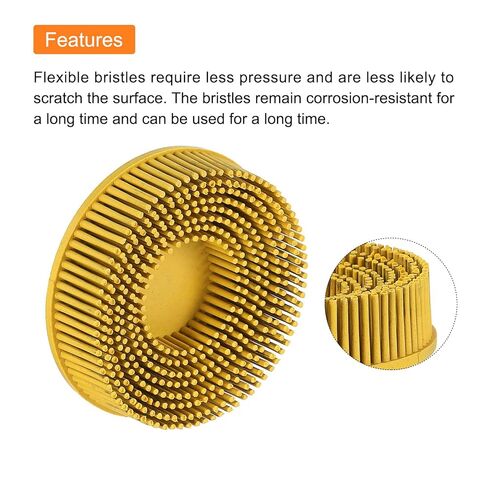 HARFINGTON 2pcs Bristle Disc 3" 80 Grit R-Type Abrasive Brush Coarse Bristle Disc Deburring Electric Disc Brush Attachment Abrasive Coating Removal Disc for Metal, Yellow in Saudi Arabia