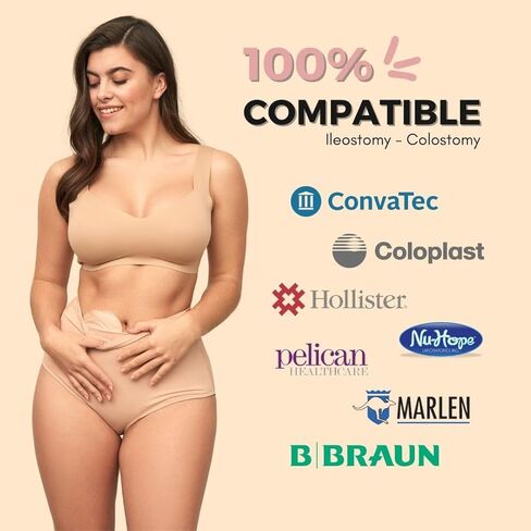 ملابس داخلية نسائية من SIIL Ostomy باللون البيج لأغطية أكياس الفغرة، وزلات الفغرة لأكياس الفغرة XS-XXL مصنوعة في أوروبا in Kuwait