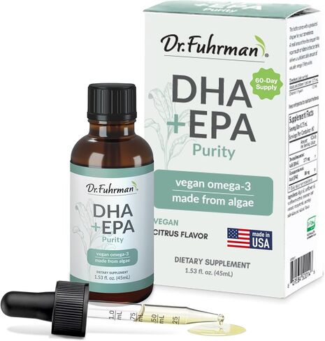 دكتور فورمان نباتي أوميغا 3 | مكمل سائل نباتي DHA+EPA للنقاء | مصنوعة من الطحالب المزروعة في المعمل | يتم تبريد مكمل أوميغا 3 الخاص بنا في المستودع حتى يتم شحنه | نكهة الحمضيات 60 حصص in Kuwait