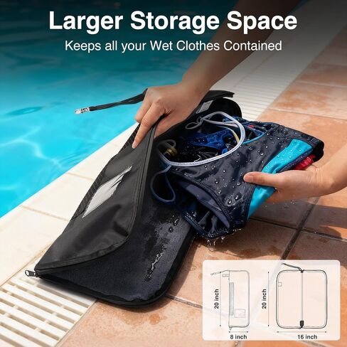 حقيبة مبللة، بساط تغيير 2 في 1 وحقيبة رطبة وجافة مع ظهر مانع للانزلاق، سحاب مقاوم للماء وبطانة منشفة، تخزين قابل للطي مانع للتسرب لملابس السباحة أو صالة الألعاب الرياضية أو الشاطئ أو السفر أو حفاضات الأطفال in Kuwait