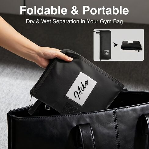 حقيبة مبللة، بساط تغيير 2 في 1 وحقيبة رطبة وجافة مع ظهر مانع للانزلاق، سحاب مقاوم للماء وبطانة منشفة، تخزين قابل للطي مانع للتسرب لملابس السباحة أو صالة الألعاب الرياضية أو الشاطئ أو السفر أو حفاضات الأطفال in Kuwait