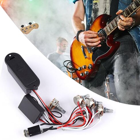 3 Band Active Guitar EQ Equalizer Preamp Pickup Circuit Harness, Bass Equalizer Pickup, EQ Piezoelectric Sound Pickup Circuit with B50OK MN500K A10K A20K Potentiometers, in Saudi Arabia