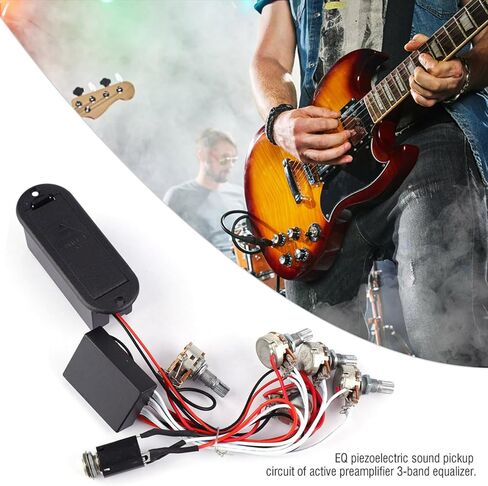 3 Band Active Guitar EQ Equalizer Preamp Pickup Circuit Harness, Bass Equalizer Pickup, EQ Piezoelectric Sound Pickup Circuit with B50OK MN500K A10K A20K Potentiometers, in Saudi Arabia