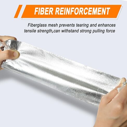 Adhesive Aluminum Foil Heat Shield Tape Barrier，Fiberglass Thermal Insulation Reflective Tape for High Temp Protection, Hose and Auto Use(Silver,3in X 66ft) in Saudi Arabia