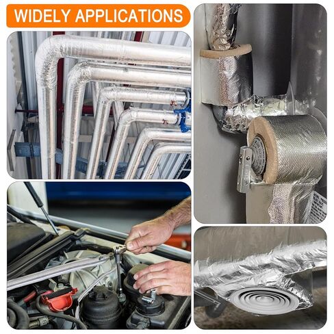 Adhesive Aluminum Foil Heat Shield Tape Barrier，Fiberglass Thermal Insulation Reflective Tape for High Temp Protection, Hose and Auto Use(Silver,3in X 66ft) in Saudi Arabia