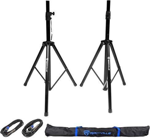 Rockville RSG12.4 Bundle: (2) 12" 3-Way 500-Watt RMS / 1000-Watt Peak 4-Ohm DJ Passive Speakers, Pair RVSS2-TSNL4 Tripod Stands + Cables + Bag in Saudi Arabia