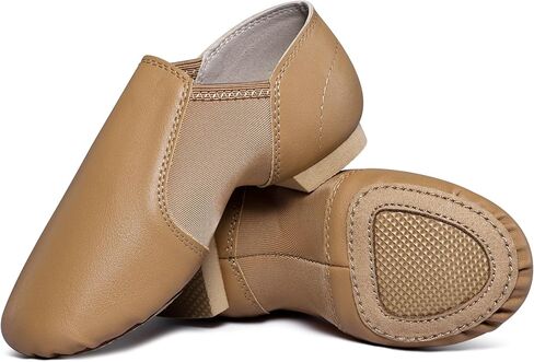 Linodes Unisex Kids PU Leather Upper Slip-on Jazz Shoe with Upgraded Abrasion Resistant Suede Outsole for Girls and Boy's Dance Shoes in Saudi Arabia