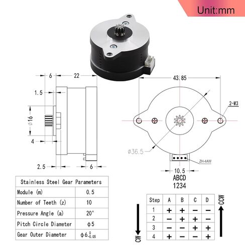NEMA 14 36mm Pancake Stepper Motor for 3D Printer, 10Teeth Extruder Circular Stepper Motors, 2-Phase 4-Wire 100mN・m Compatible with Voron 2.4/Trident/Switchwire & Galileo Extruder, in Kuwait