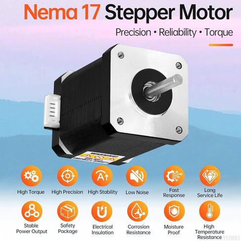 3Pack Nema 17 Stepper Motor 1.8‌°‌ 2 Phase High Torque 0.84Nm(118.95oz·in) Bipolar 42x60mm 2.3A 1.1Ω 4-Lead Shaft 24mm φ5mm 42 Stepper Motor Cable 1M for 3D Printer DIY Robot CNC Machine in Kuwait