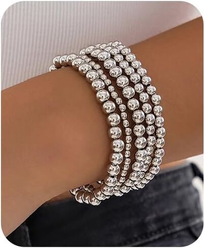 Rhinestone Stretch Bracelets Set Dainty Cubic Zirconia Classic Stretch Tennis Bracelet for Women Silver Chic Bracelets Trendy Jewelry Gift for Women in Kuwait