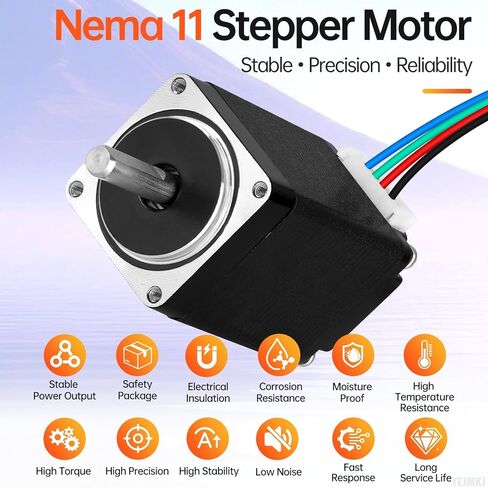 Nema 11 Stepper Motor 2 Phase 1.8‌°‌ 15Ncm(21.24oz·in) High Torque Bipolar 51mm 0.7A 10.6Ω 4-Lead Shaft 20mm φ5mm 28 Stepper Motor incl. Cable 1M for 3D Printer DIY Robot CNC Machine in Saudi Arabia