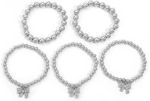 Rhinestone Stretch Bracelets Set Dainty Cubic Zirconia Classic Stretch Tennis Bracelet for Women Silver Chic Bracelets Trendy Jewelry Gift for Women in Kuwait