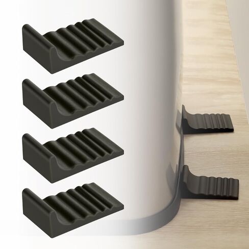 واقي جدار سلة المهملات من LANMU ويتوقف عن التحرك للخلف، 4 قطع من مصد سلة المهملات السيليكون، صندوق قمامة فاصل للحائط لسلال النفايات المستديرة والمربعة، بدون حفر للمطبخ وأرضية المكتب وواقي للحائط، أسود in Kuwait