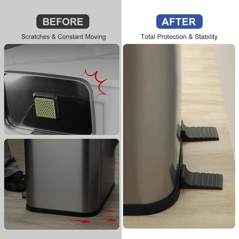 واقي جدار سلة المهملات من LANMU ويتوقف عن التحرك للخلف، 4 قطع من مصد سلة المهملات السيليكون، صندوق قمامة فاصل للحائط لسلال النفايات المستديرة والمربعة، بدون حفر للمطبخ وأرضية المكتب وواقي للحائط، أسود in Kuwait