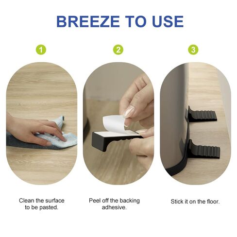 واقي جدار سلة المهملات من LANMU ويتوقف عن التحرك للخلف، 4 قطع من مصد سلة المهملات السيليكون، صندوق قمامة فاصل للحائط لسلال النفايات المستديرة والمربعة، بدون حفر للمطبخ وأرضية المكتب وواقي للحائط، أسود in Kuwait