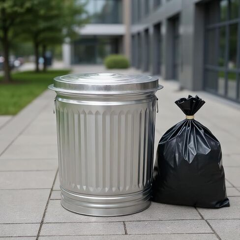31-Gallon Heavy-Duty Steel Trash Can - Kitchen & Office - Silvery - with Airtight lid - Metal Outdoor Trash Can for Patio, Kitchen & Office in Saudi Arabia