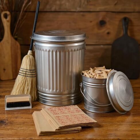 31-Gallon Heavy-Duty Steel Trash Can - Kitchen & Office - Silvery - with Airtight lid - Metal Outdoor Trash Can for Patio, Kitchen & Office in Saudi Arabia