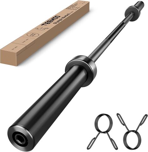 TEEMOO Olympic Barbell Bar، 57 "/ 47" قضيب الحديد مع 2 الياقات الربيعية، قضبان تدريب القوة، شريط ضغط مقاعد البدلاء لرفع الأثقال، القرفصاء، دفعات الورك، العضلة ذات الرأسين، سعة الوزن 700 رطل/500 رطل، لمسة نهائية من المعطف الإلكتروني لألواح الوزن 2 بوصة (أس in Kuwait