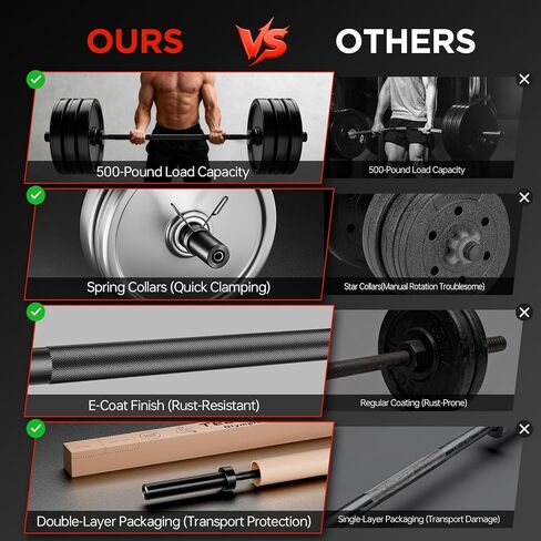 TEEMOO Olympic Barbell Bar، 57 "/ 47" قضيب الحديد مع 2 الياقات الربيعية، قضبان تدريب القوة، شريط ضغط مقاعد البدلاء لرفع الأثقال، القرفصاء، دفعات الورك، العضلة ذات الرأسين، سعة الوزن 700 رطل/500 رطل، لمسة نهائية من المعطف الإلكتروني لألواح الوزن 2 بوصة (أس in Kuwait