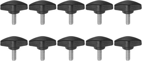10pcs Tee Wing Knobs Thumb Screws M6 x 16mm Standard Male Thread Plastic T Knobs Handles Hand Clamping Knobs Grip Thumbscrew, Black in Saudi Arabia