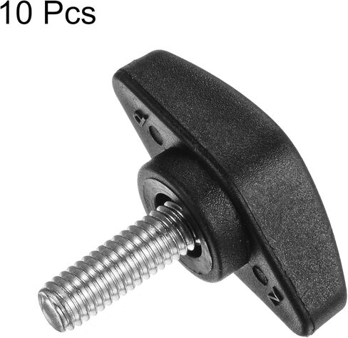 10pcs Tee Wing Knobs Thumb Screws M6 x 16mm Standard Male Thread Plastic T Knobs Handles Hand Clamping Knobs Grip Thumbscrew, Black in Saudi Arabia