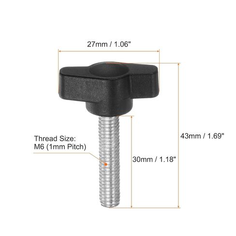 Generic 20pcs Tee Wing Knobs Thumb Screws M6 x 30mm Standard Male Thread Plastic T Knobs Handles Hand Clamping Knobs Grip Thumbscrew, Black in Saudi Arabia