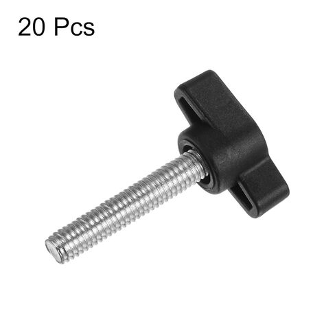 Generic 20pcs Tee Wing Knobs Thumb Screws M6 x 30mm Standard Male Thread Plastic T Knobs Handles Hand Clamping Knobs Grip Thumbscrew, Black in Saudi Arabia